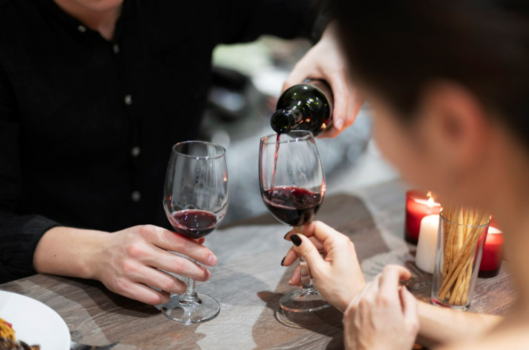 Young-couple-attending-wine-tasting-for-their-upcoming-wedding-1